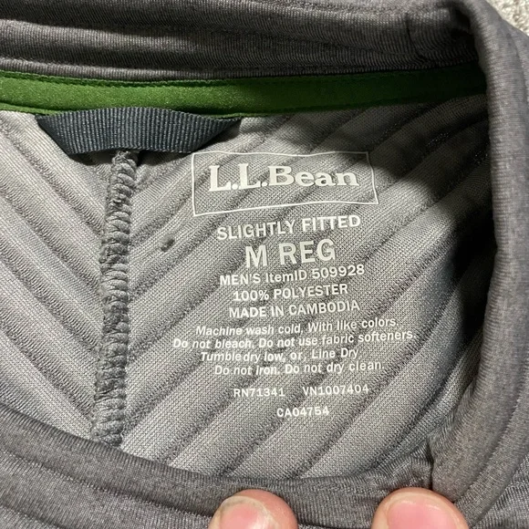 L.L. Bean Gray Ribbed Crewneck with Green Trim - Picture 7 of 16
